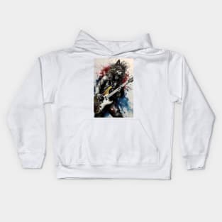 Werewolf Shredding Guitar Kids Hoodie